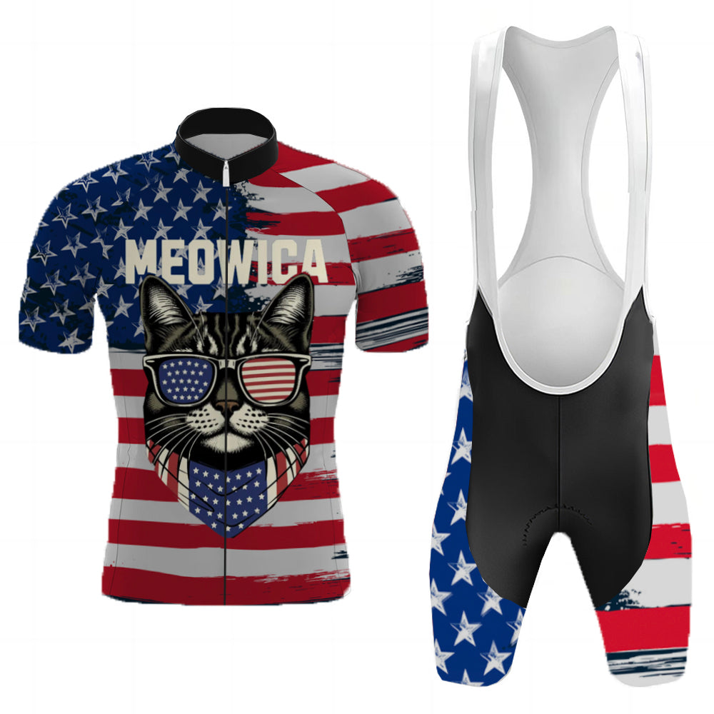 Meowica American Flag Men's Cycling Jersey Kits | Rsscsports