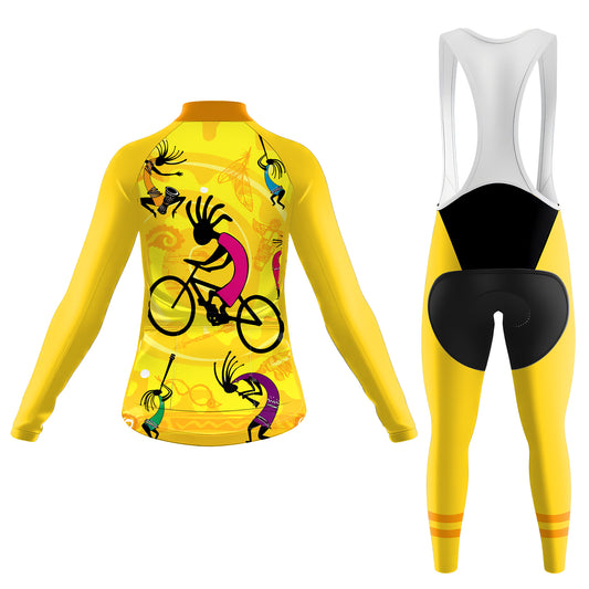 Yellow Kokopelli Women's Long Sleeve Cycling Kit
