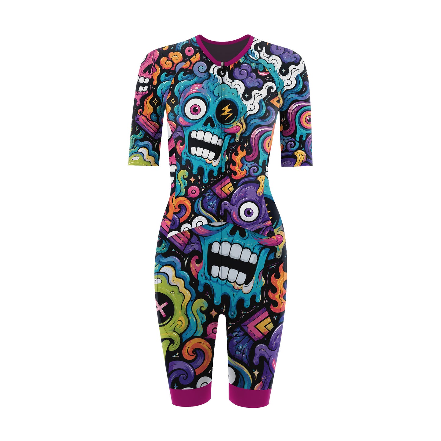 Alien Creatures Multicolor Women's Short Sleeve Triathlon Suit
