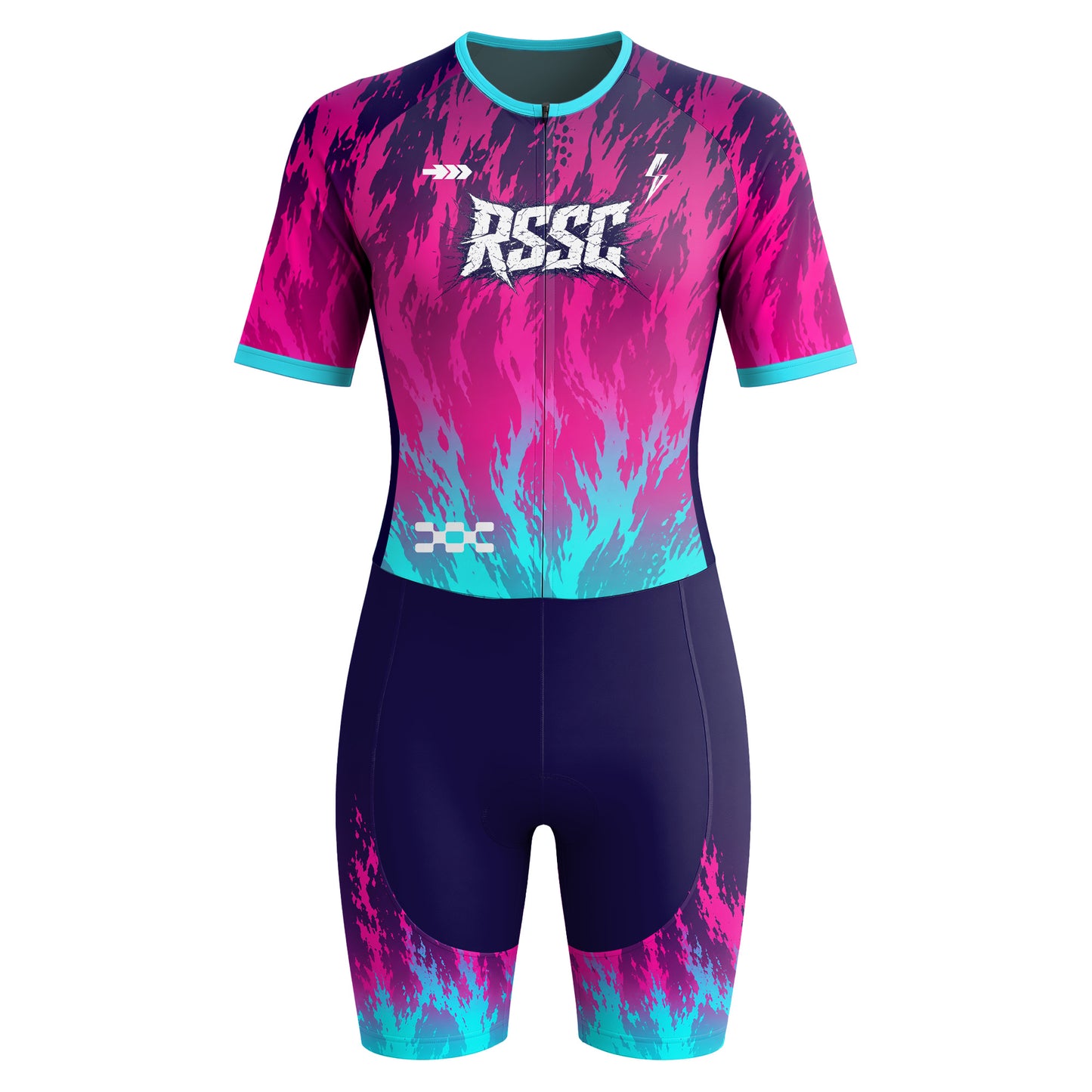 Neon Flame Women's Short Sleeve Triathlon Suit