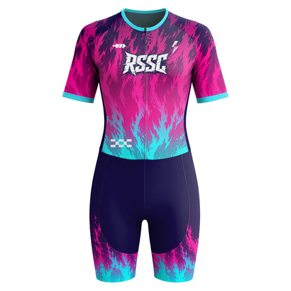 Neon Flame Women's Short Sleeve Triathlon Suit