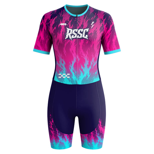 Neon Flame Women's Short Sleeve Triathlon Suit