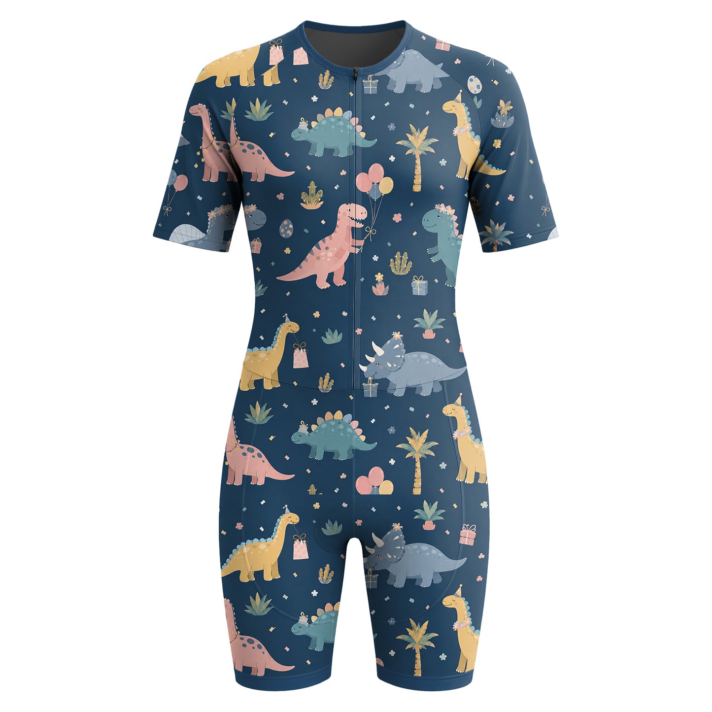 Dinosaur Pattern Women's Short Sleeve Triathlon Suit