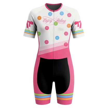 Pastel Buttons Women's Short Sleeve Triathlon Suit