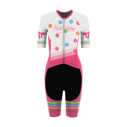 Pastel Buttons Women's Short Sleeve Triathlon Suit