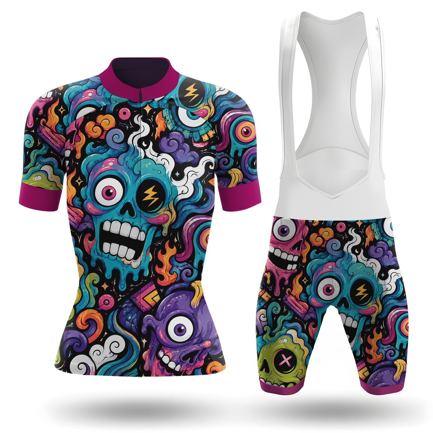 Alien Creatures Multicolor Women's Short Sleeve Cycling Kit