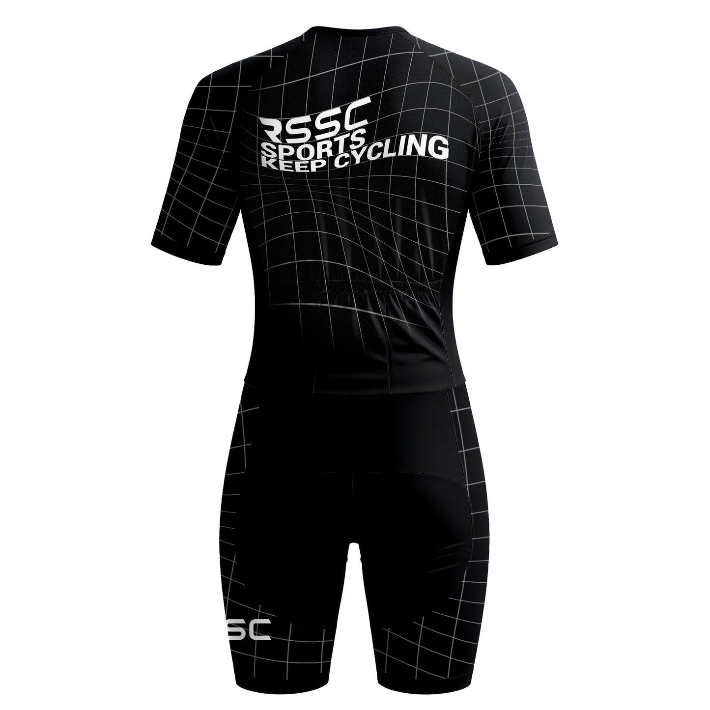 Black Grid Women's Short Sleeve Triathlon Suit