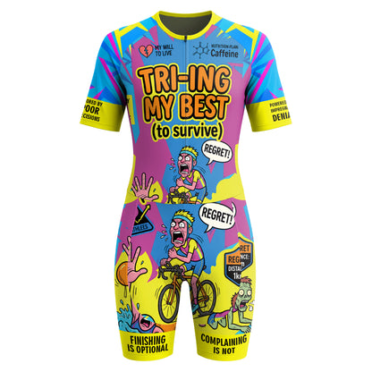 Tri-ing My Best Women's Short Sleeve Triathlon Suit