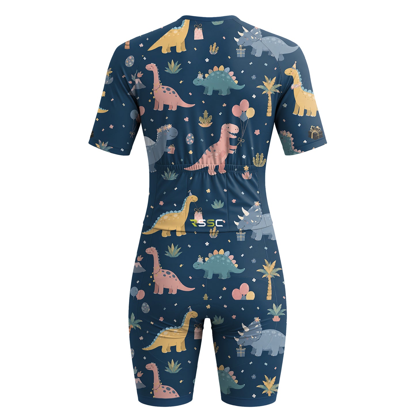 Dinosaur Pattern Women's Short Sleeve Triathlon Suit