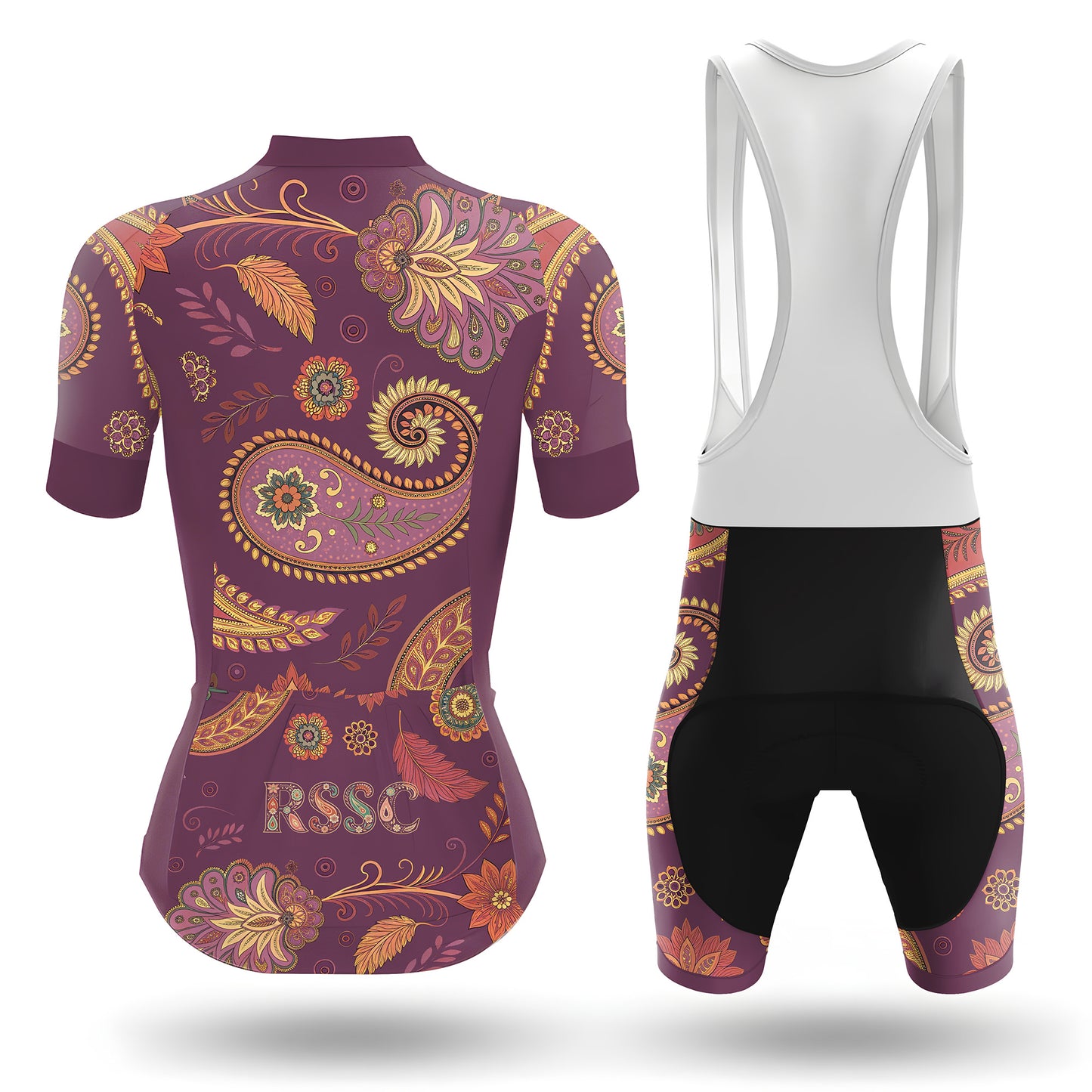 Purple Paisley Floral Women's Short Sleeve Cycling Kit