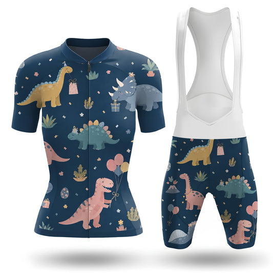 Ensemble de cyclisme pour femme à manches courtes motif dinosaures