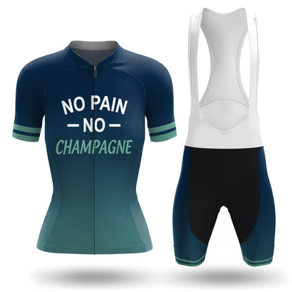 Radsport-Set mit kurzen Ärmeln für Damen „No Pain No Champagne“
