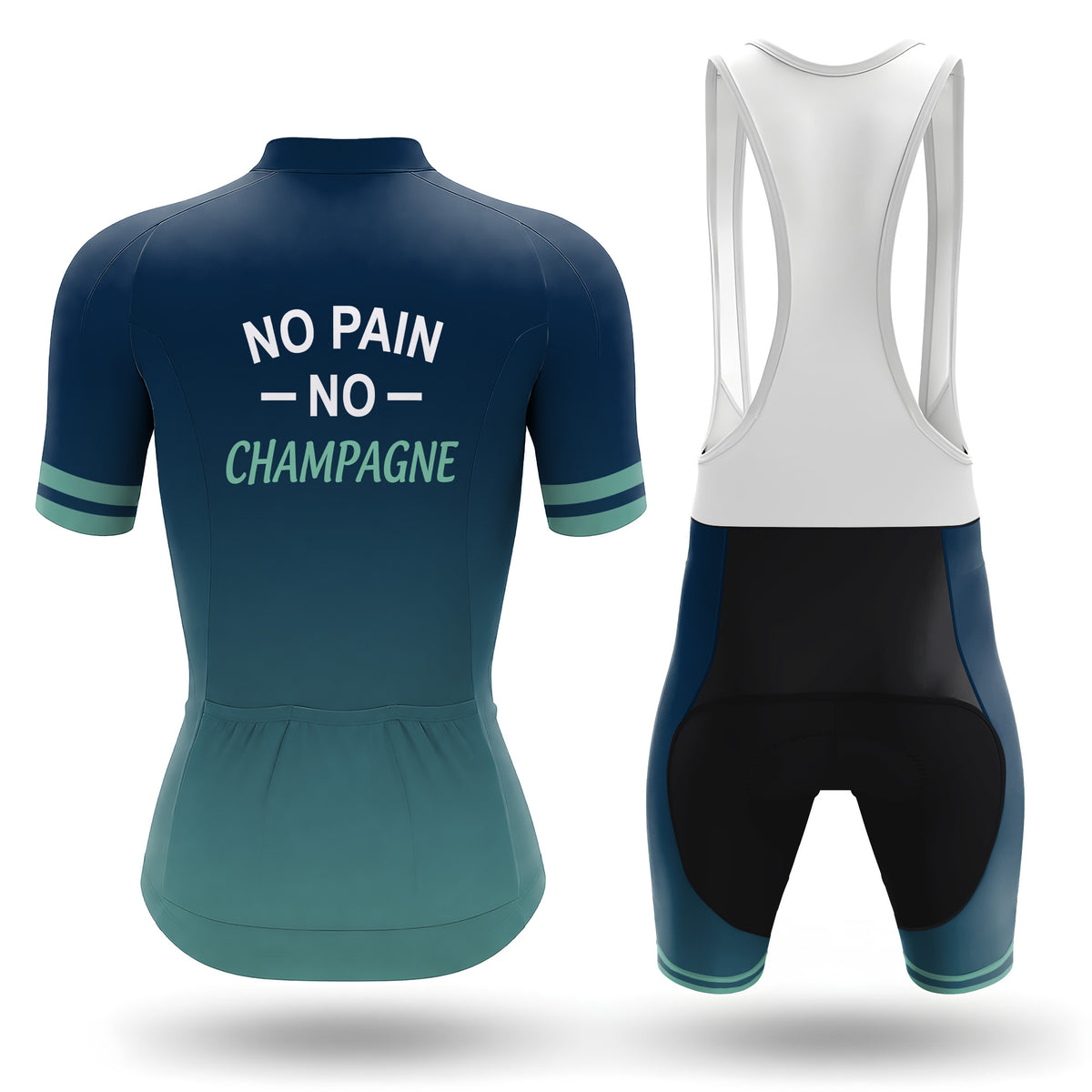 Radsport-Set mit kurzen Ärmeln für Damen „No Pain No Champagne“