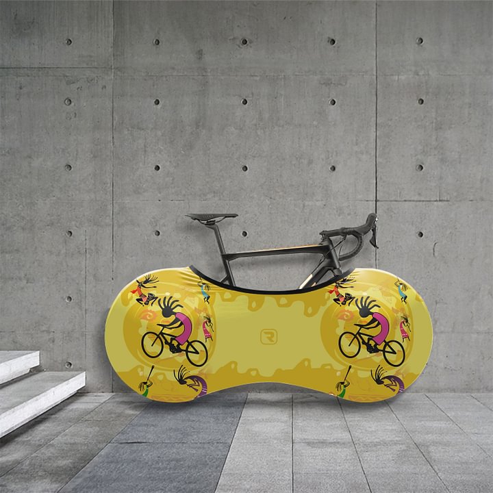 Yellow Kokopelli Bicycle Wheels Cover