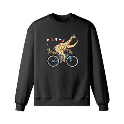 Giraffe riding a bikepacking bike Sweatshirt