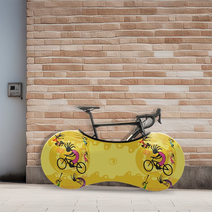 Housse de roue de vélo jaune Kokopelli 