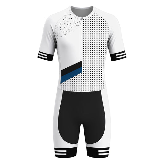 White Classic Men's Short Sleeve Triathlon Suit