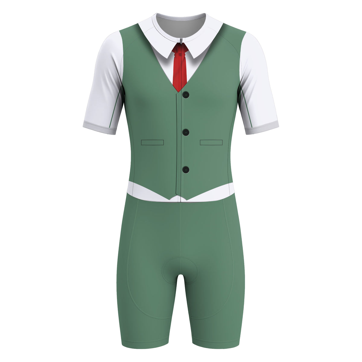 Elegant Thug Green Men's Short Sleeve Triathlon Suit