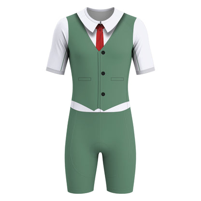 Elegant Thug Green Men's Short Sleeve Triathlon Suit
