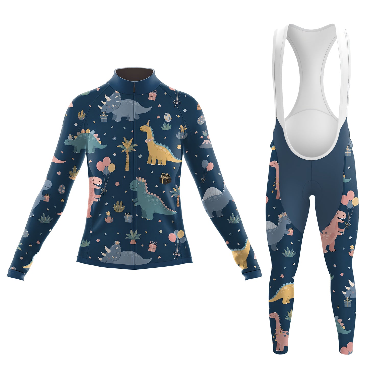 Dinosaur Pattern Women's Long Sleeve Cycling Kit