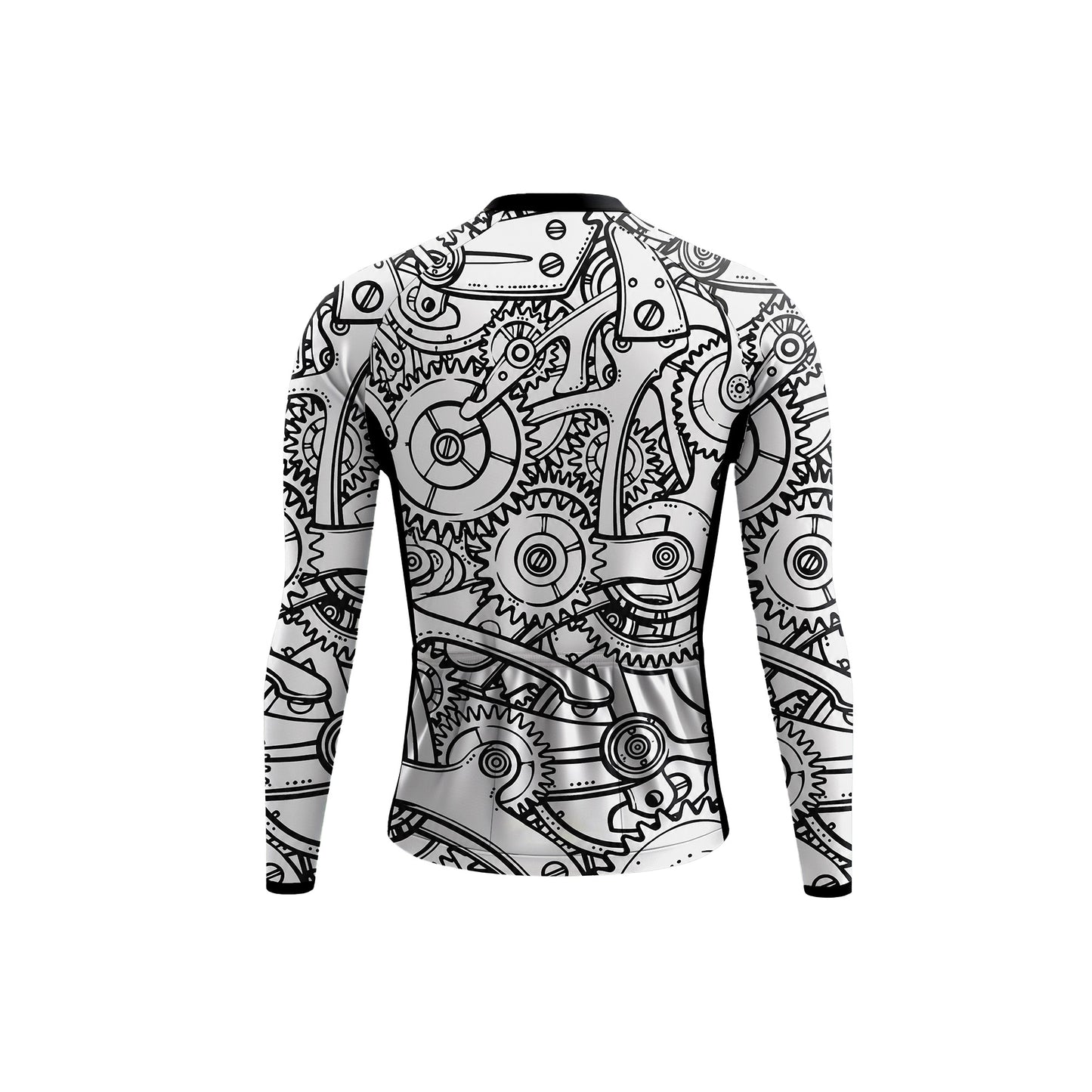Black White Gears Men's Long Sleeve Cycling Kit