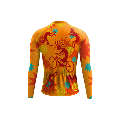 Orange Kokopelli Men's Long Sleeve Cycling Kit