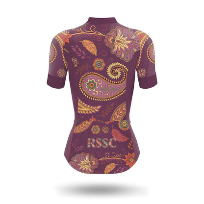 Purple Paisley Floral Women's Short Sleeve Cycling Kit