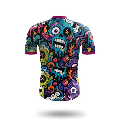 Kurzarm-Radtrikot für Herren „Alien Creatures“, mehrfarbig