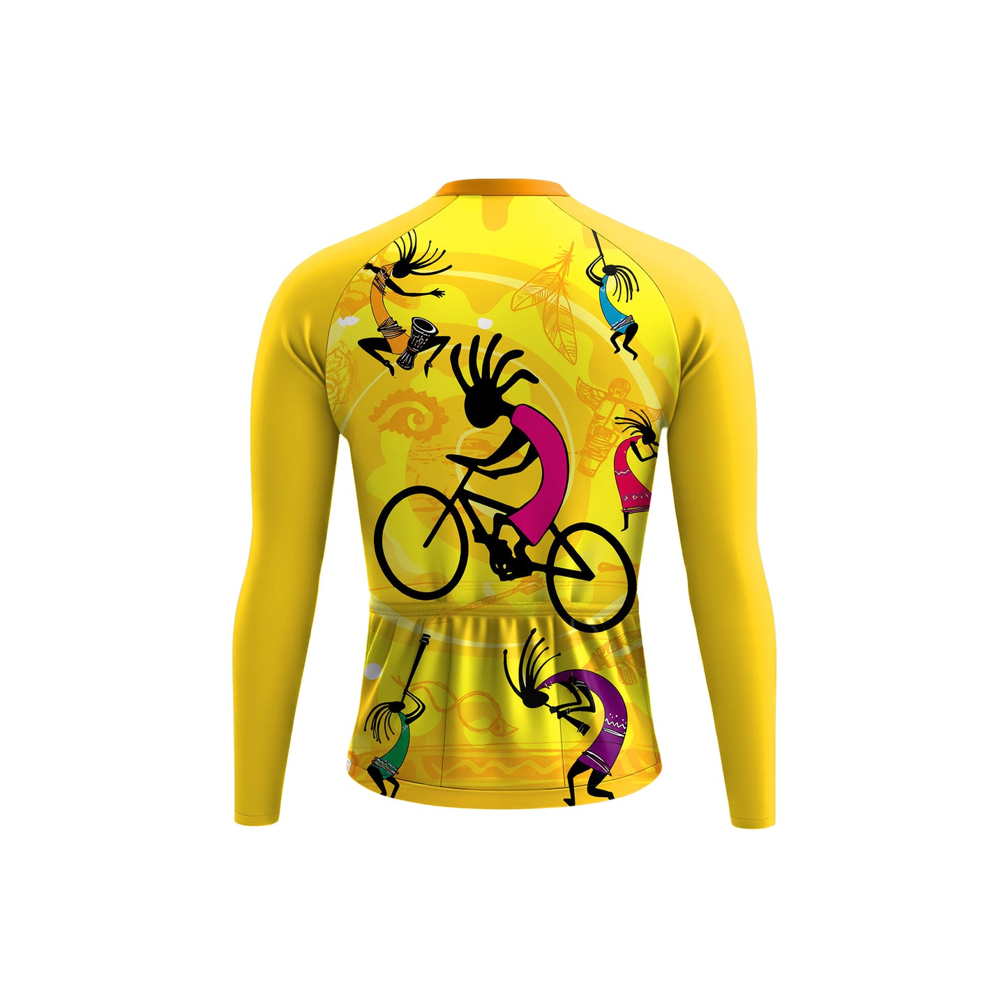 Yellow Kokopelli Men's Long Sleeve Cycling Kit