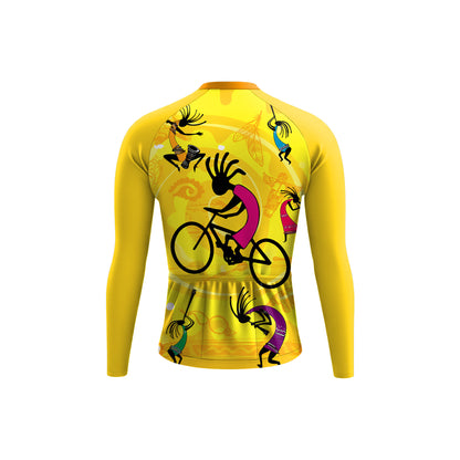 Yellow Kokopelli Men's Long Sleeve Cycling Kit