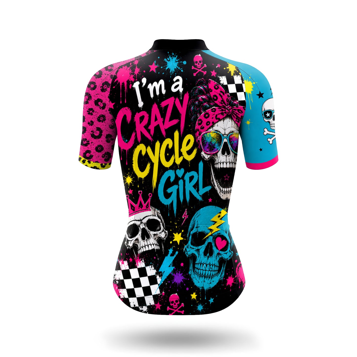 Neon Punk Skull Women's Short Sleeve Cycling Kit