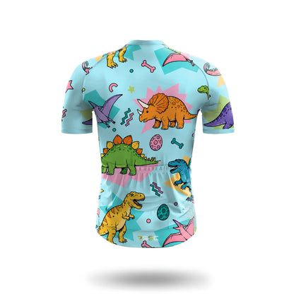 Conjunto de ciclismo de manga corta para hombre con dinosaurio