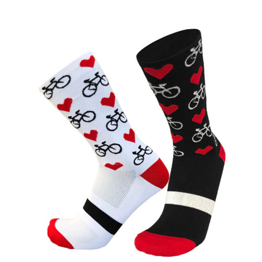 Schwarz-weiße Fahrradsocken