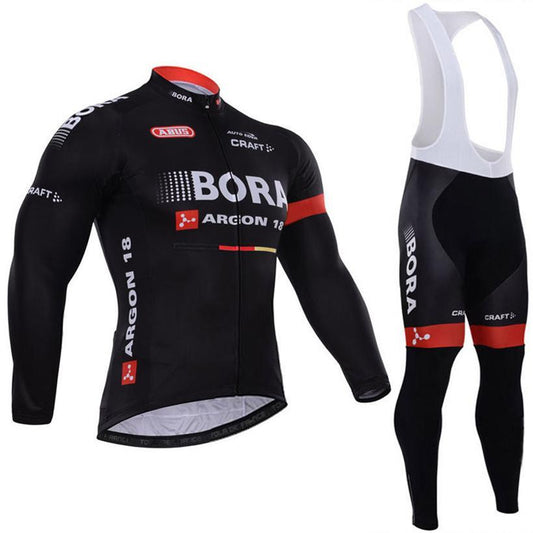 Maillot de cyclisme à manches longues pour homme Bora Black Team