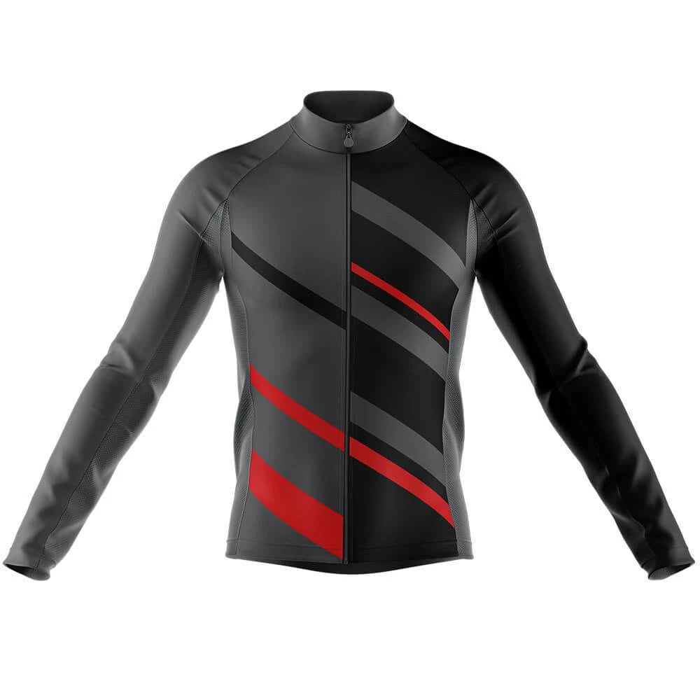 Grey Red Men's Long Sleeve Cycling Kit