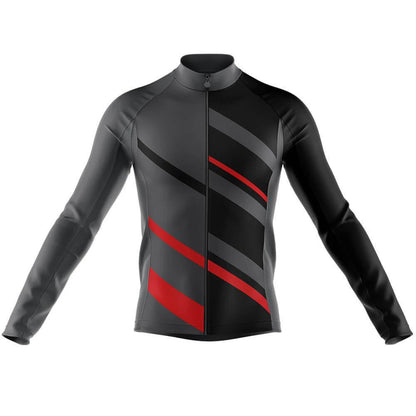 Grey Red Men's Long Sleeve Cycling Kit