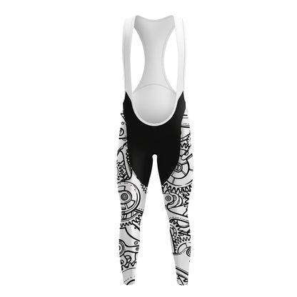 Black White Gears Men's Long Sleeve Cycling Kit