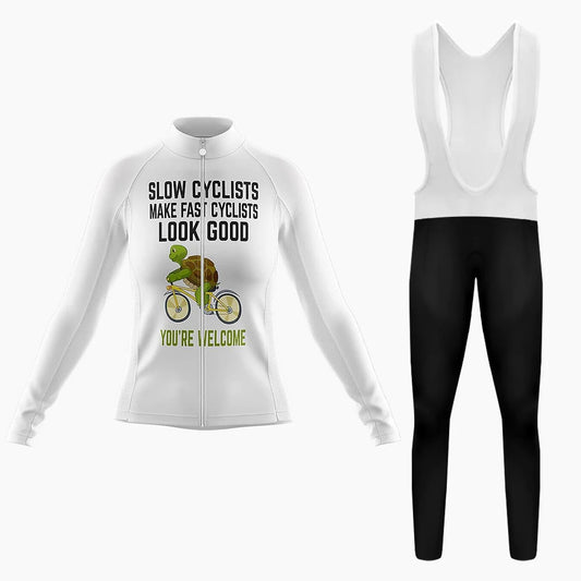 Les cyclistes lents font paraître les cyclistes rapides beaux Ensemble de cyclisme à manches longues pour femmes