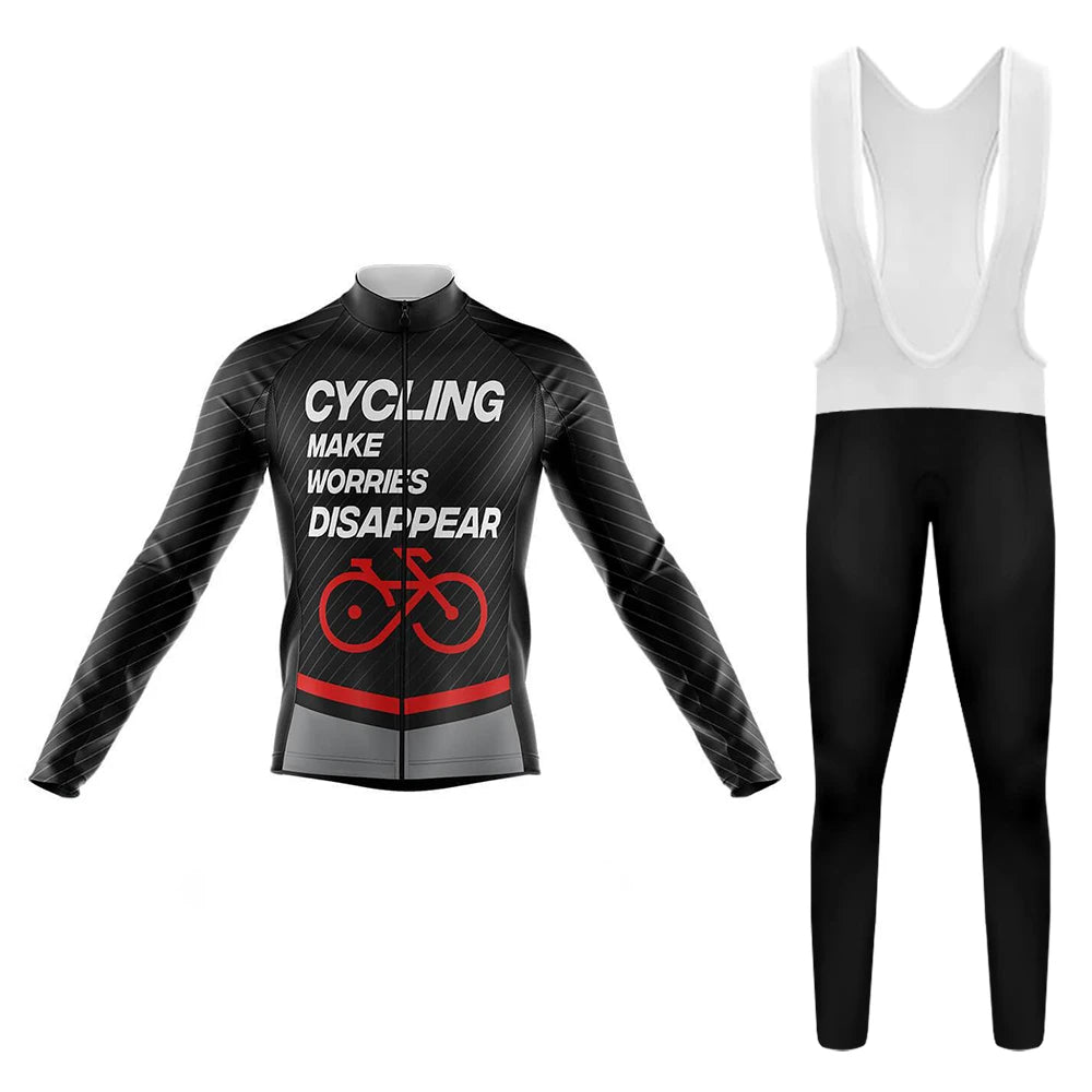 Cycling Make Worries Disappear Men's Long Sleeve Cycling Kit