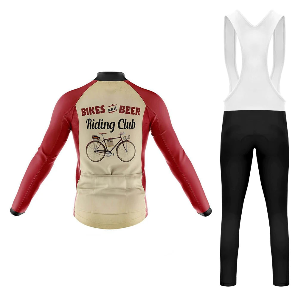 Retro Beer Riding Club Vintage Men's Long Sleeve Cycling Kit