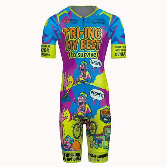 TRI-ING MY BEST Men's Short Sleeve Triathlon Suit