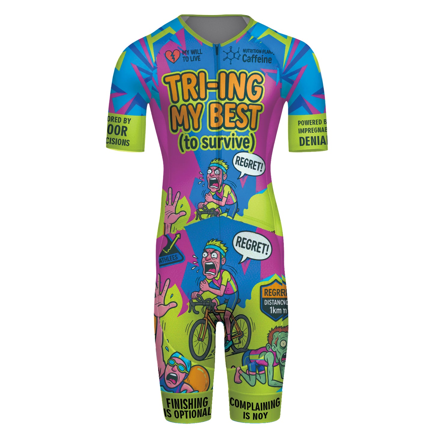 TRI-ING MY BEST Men's Short Sleeve Triathlon Suit