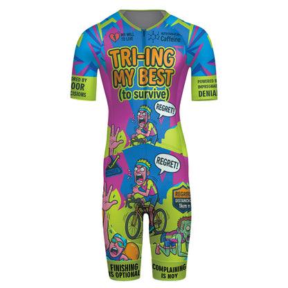 TRI-ING MY BEST Men's Short Sleeve Triathlon Suit