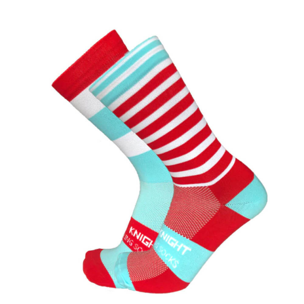 Red Blue Stripes Cycling Socks