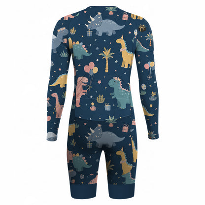 Dinosaur Pattern Men's Long Sleeve Triathlon Suit