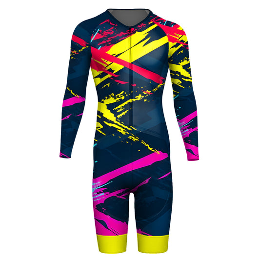 Colorful Abstract Movement Men's Long Sleeve Triathlon Suit
