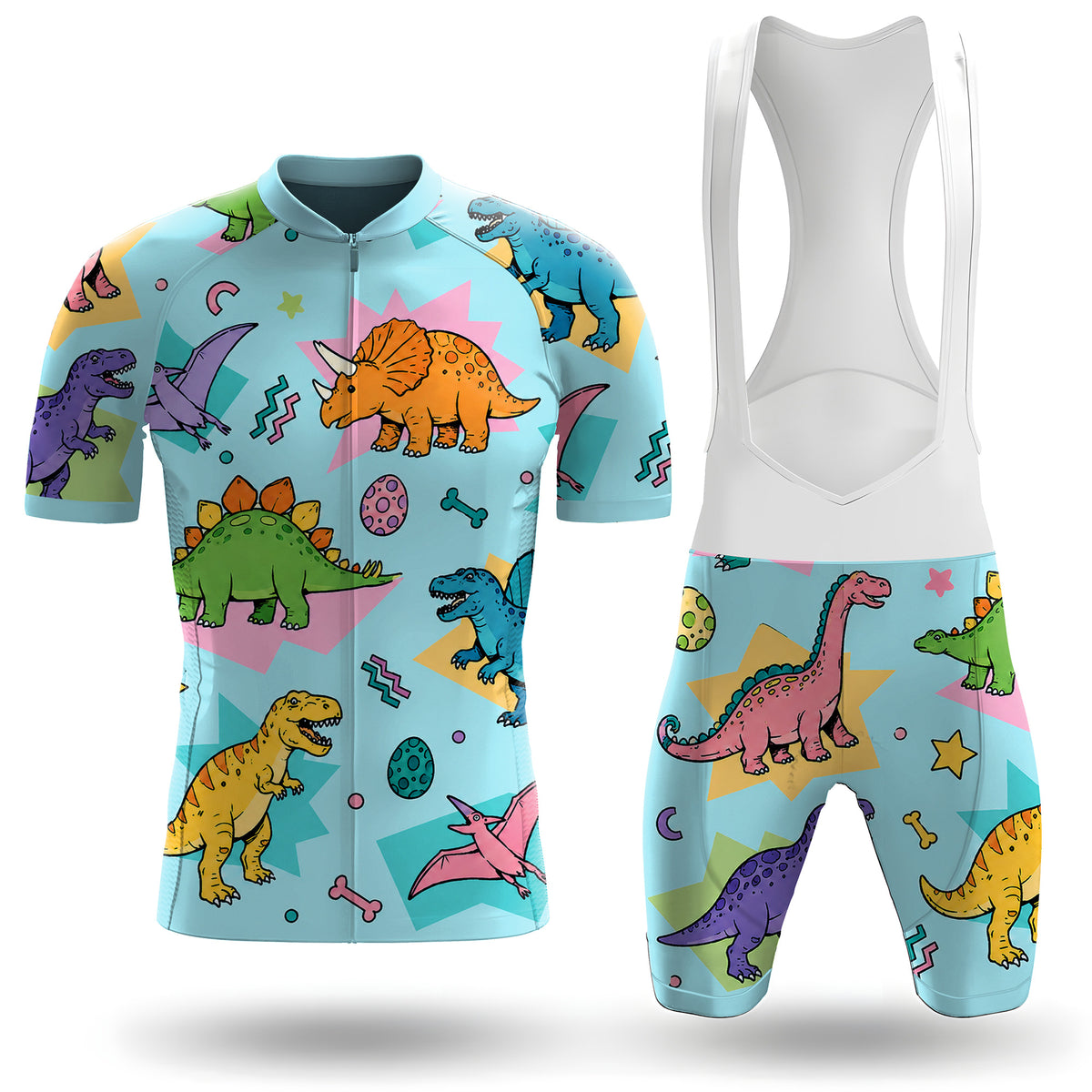Conjunto de ciclismo de manga corta para hombre con dinosaurio
