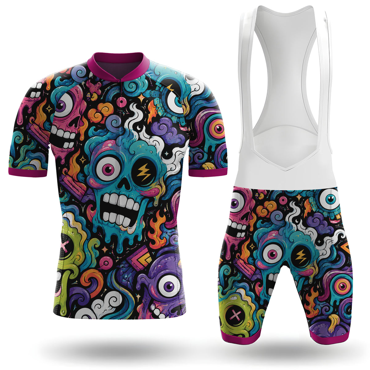 Kurzarm-Radtrikot für Herren „Alien Creatures“, mehrfarbig