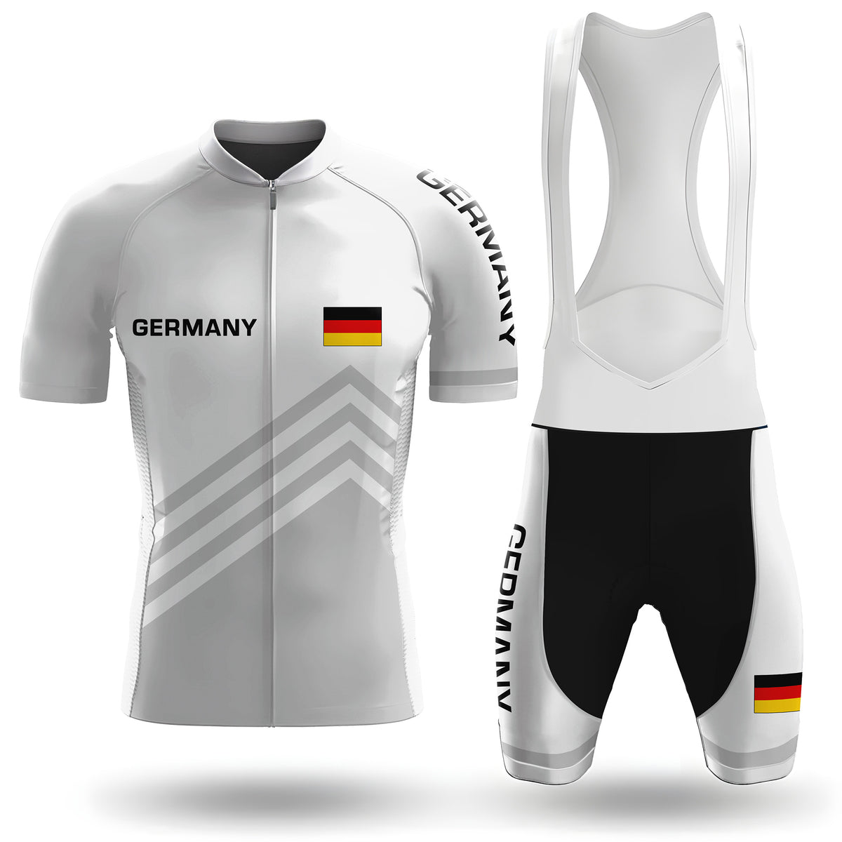 Germany White Men's Short Sleeve Cycling Kit
