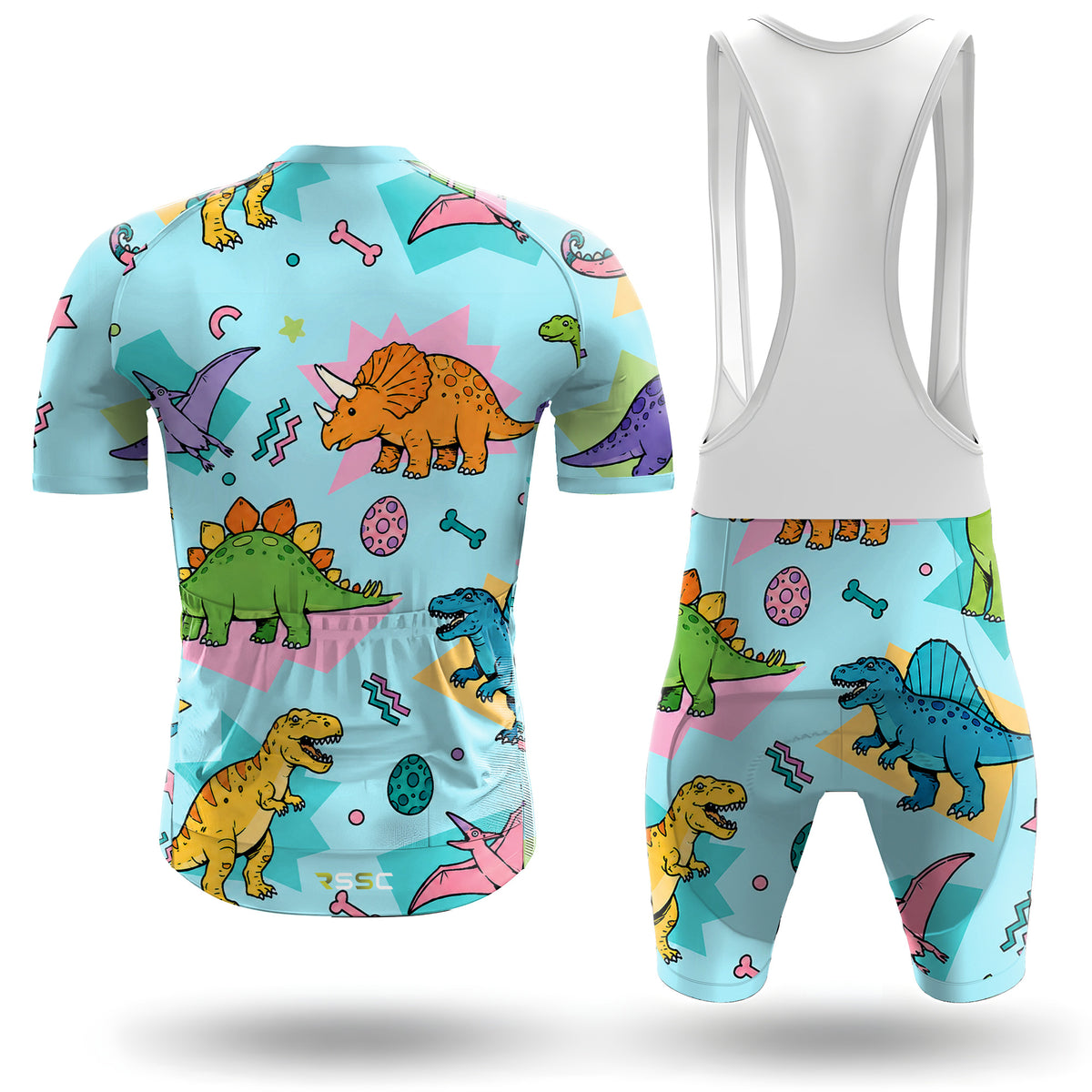 Conjunto de ciclismo de manga corta para hombre con dinosaurio